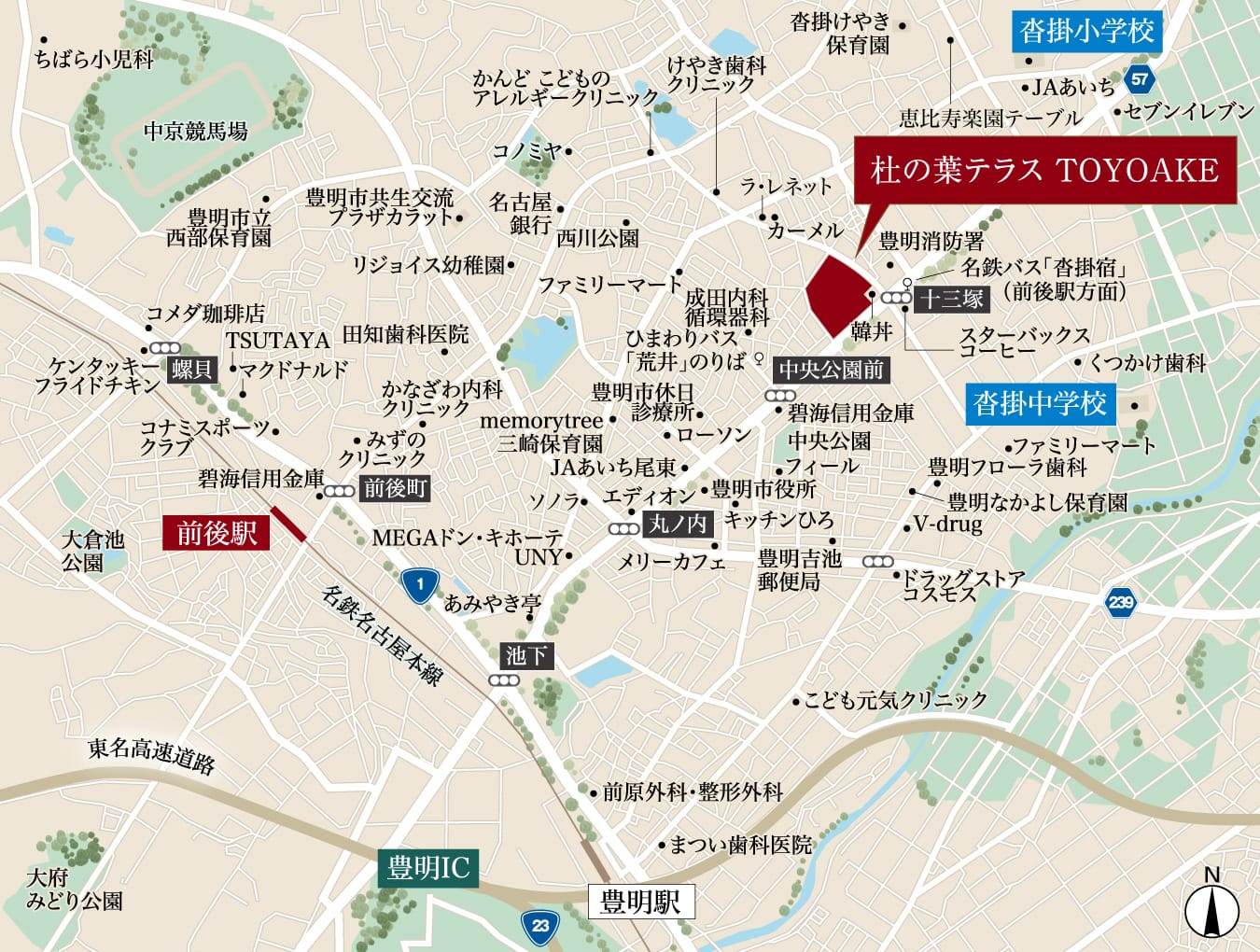 杜の葉テラス TOYOAKE　現地案内図